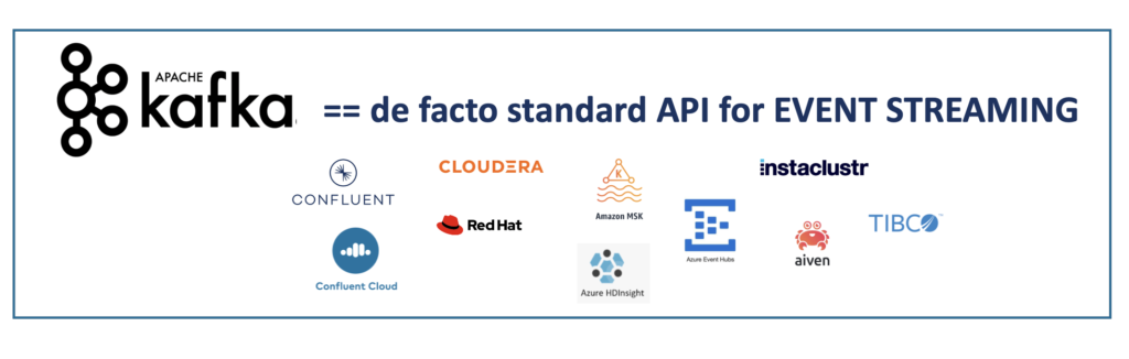 Apache Kafka is the Open Source De Facto Standard API for Event Streaming and Data in Motion