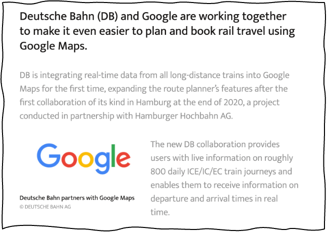 Deutsche Bahn Google Maps Open API Integration