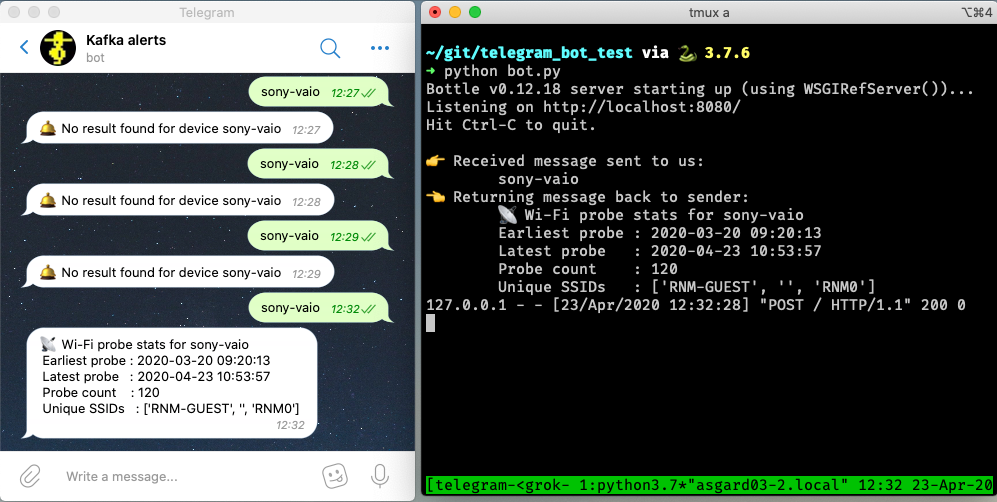 Telegram Chatbot integrated with ksqlDB