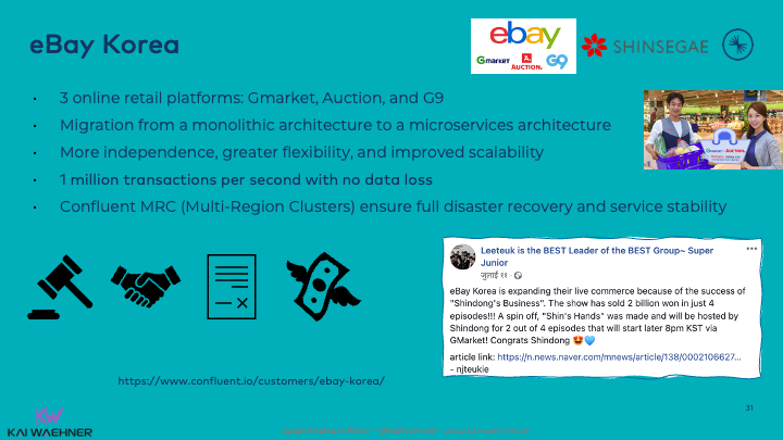 eBay Korea uses Apache Kafka for Live Commerce and Transactional Event Streaming