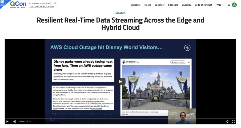 Disaster Recovery at the Edge and in Hybrid Data Streaming Architectures with Apache Kafka (QCon Talk)
