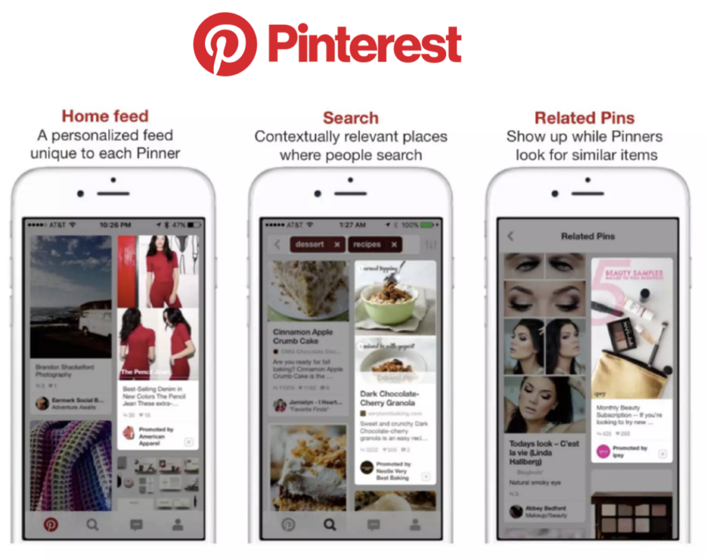Pinterest Mobile App Home Feed Search and Ads