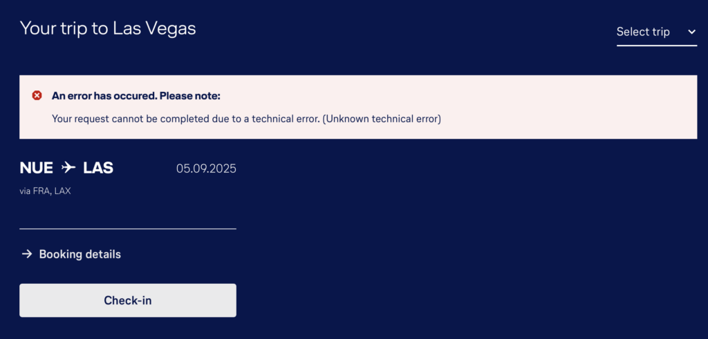 Lufthansa Checkin Technical Error
