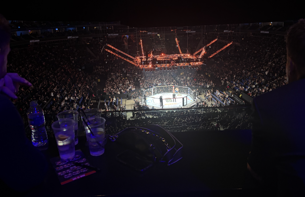 View from the O2 Arena Backstage VIP Lounge in London at UFC Fight Night