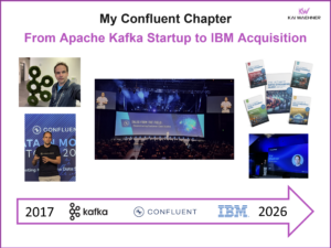 Nine years at Confluent: from the Apache Kafka startup in Silicon Valley to the IBM acquisition in 2026. Keynotes, customer case studies, industry books, and thousands of conversations later: mission accomplished.